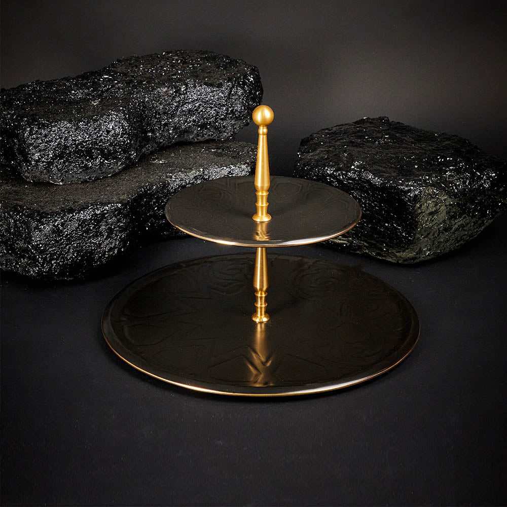 Luxury Majlis - 2-Tier Serving Platter - Black & Gold