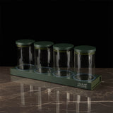 Luxury Majlis - 4 Jar Spice Rack - Green & Gold