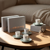 Luxury Rosette Coffee Duo (Set of 2)-Baby blue & Silver