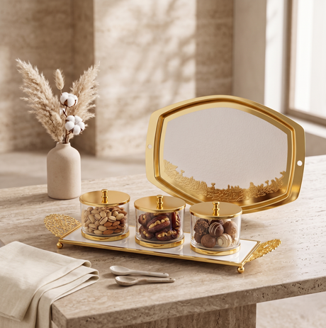 Limited Edition Elegant Serving Set – White & Gold
