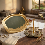 The Elegant Arabic Coffee Set – Olive Green & Gold