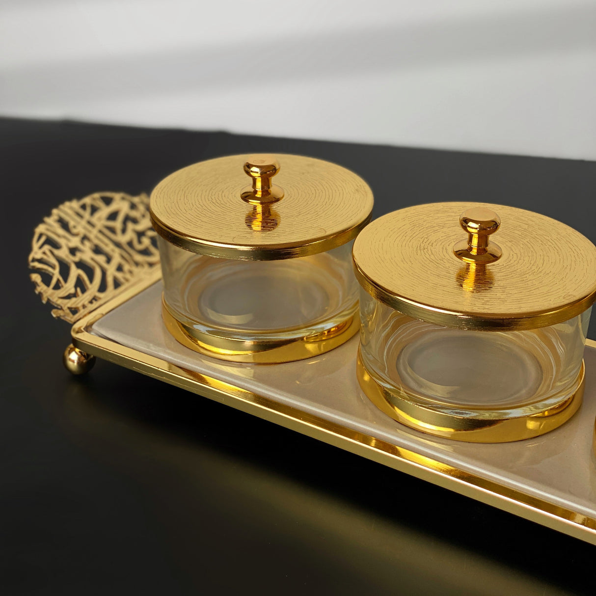 Limited Edition - Snack Serving set (3 Bowls)- beige & Gold