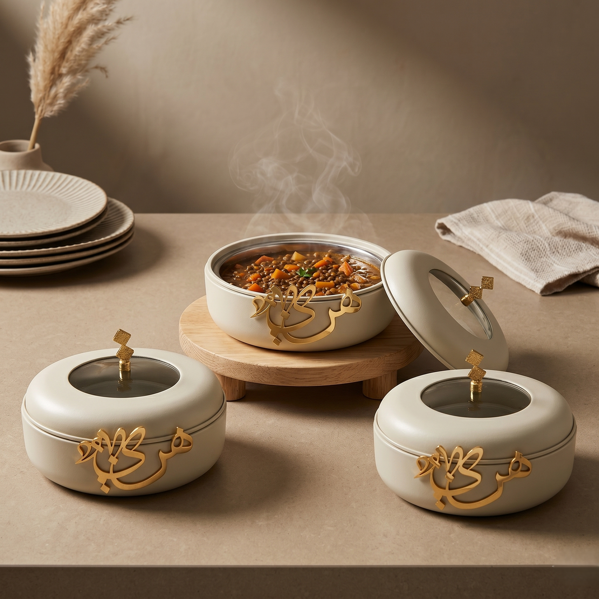 The Buffet Hosting Trio – Beige & Gold