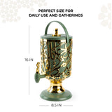 Diwan - Dispensador de bebidas de 3 litros - Verde oliva y dorado