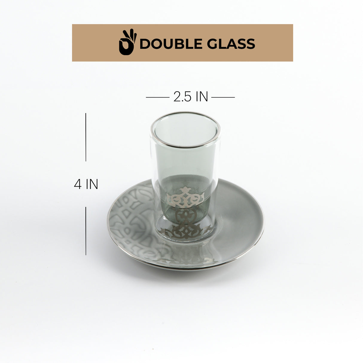 Naqsh - Tea Set (19-Pc) - Grey & Silver