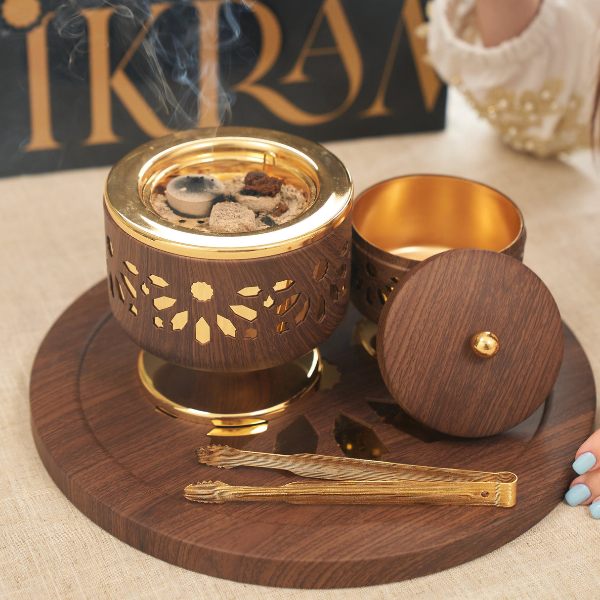 Luxury Ikram - Incense Burner - Wood &Gold