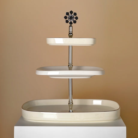 Mirral - 3 Tier Plate - White & Silver