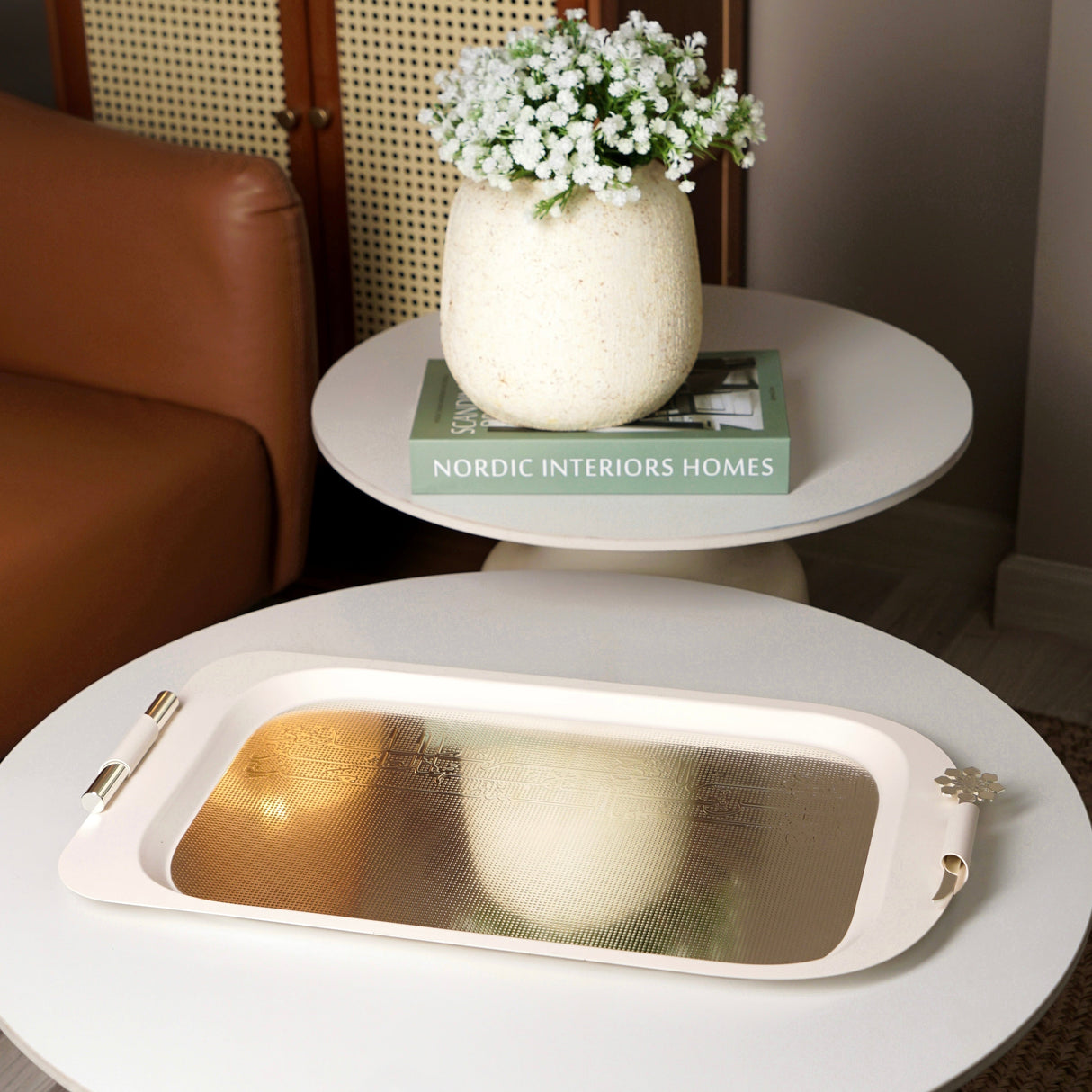 Mirral - Serving Tray - White & Silver