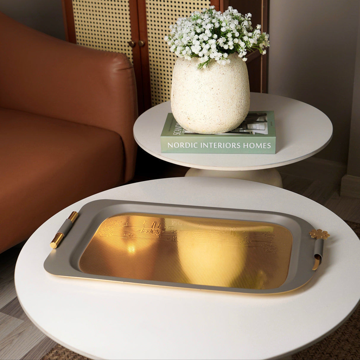 Mirral - Serving Tray - Grey & Gold