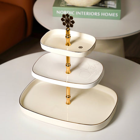 Mirral - 3 Tier Plate - White & Gold