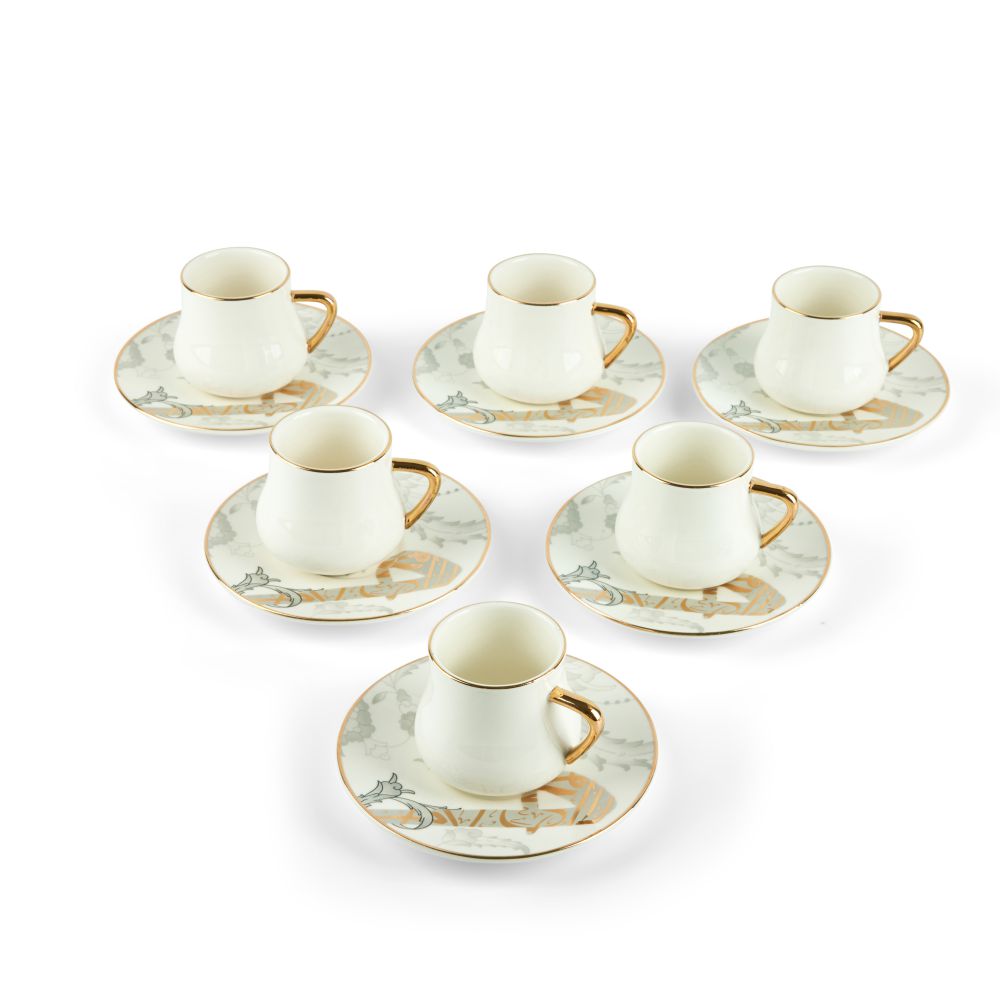 Dunes - Espresso /Turkish Coffee Set (12-Pc) - White & Gold