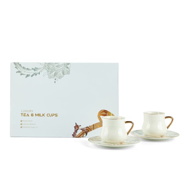 Dunes - Cappuccino Set (12-Pc) - White & Gold