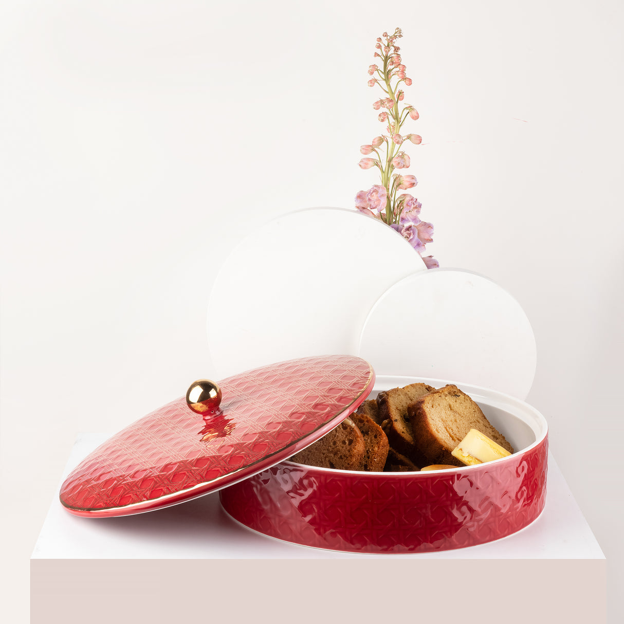 Rattan- Tazón de dátil grande- Rojo y dorado