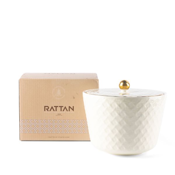 Rattan - Meduim canister - Beige & Gold