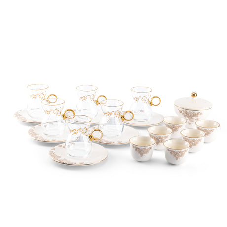 Stylish Lilac - Tea Set (19-Pcs)- Snow White & Gold