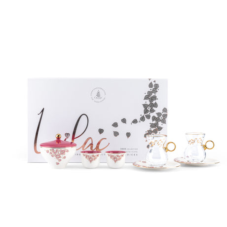 Stylish Lilac - Tea Set (19-Pcs)- Pink & Gold