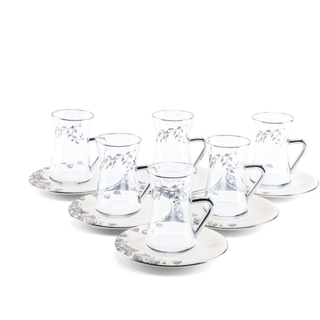 Stylish Lilac - Tea Set (12-Pcs) - Grey & Silver