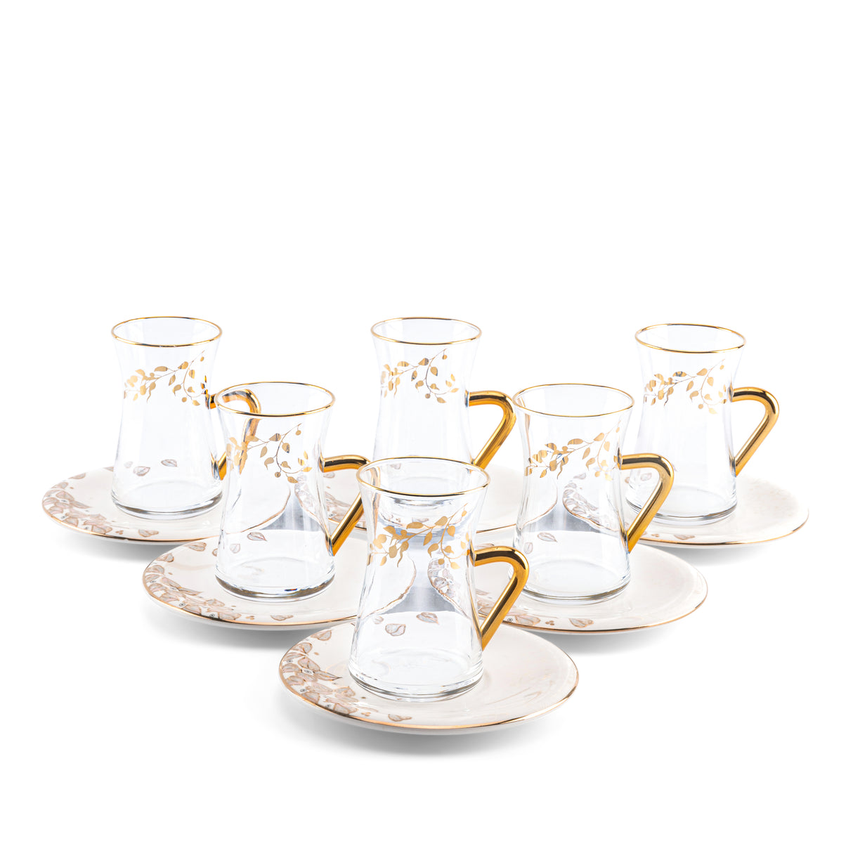 Stylish Lilac - Tea Set (12-Pcs) - Snow White & Gold