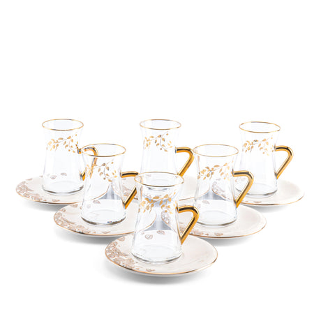 Stylish Lilac - Tea Set (12-Pcs) - Snow White & Gold