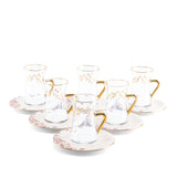 Stylish Lilac - Tea Set (12-Pcs) - Pink & Gold