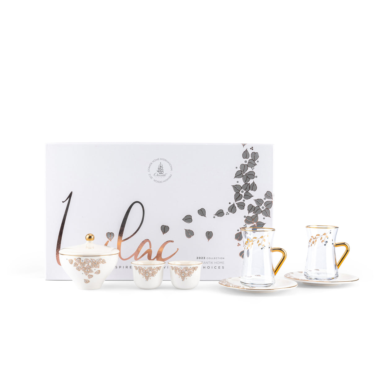 Stylish Lilac - Tea Set (19-Pcs)- Snow White & Gold