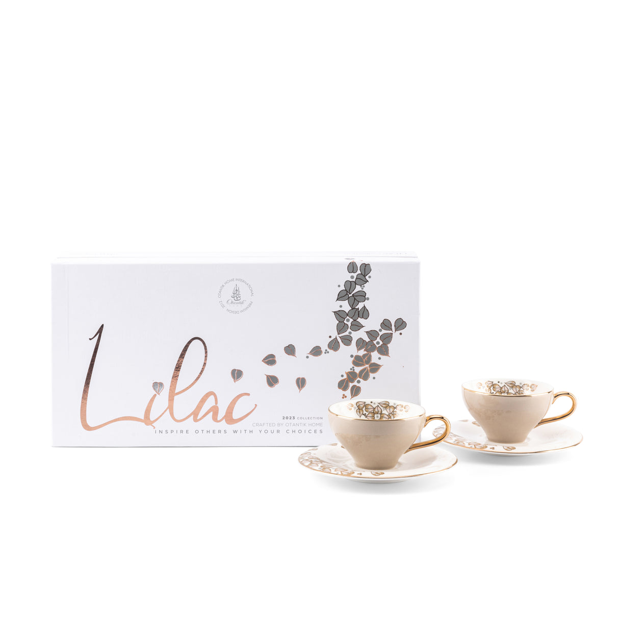 Lila elegante - Tazas de café espresso/turco- Beige y dorado