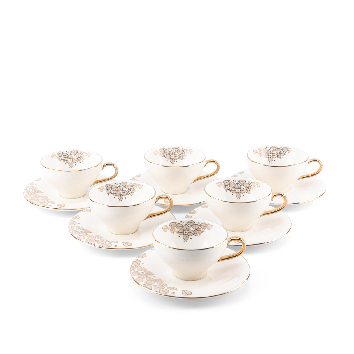 Stylish Lilac -  Esspresso/Turkish Coffee Cups- Snow White & Gold