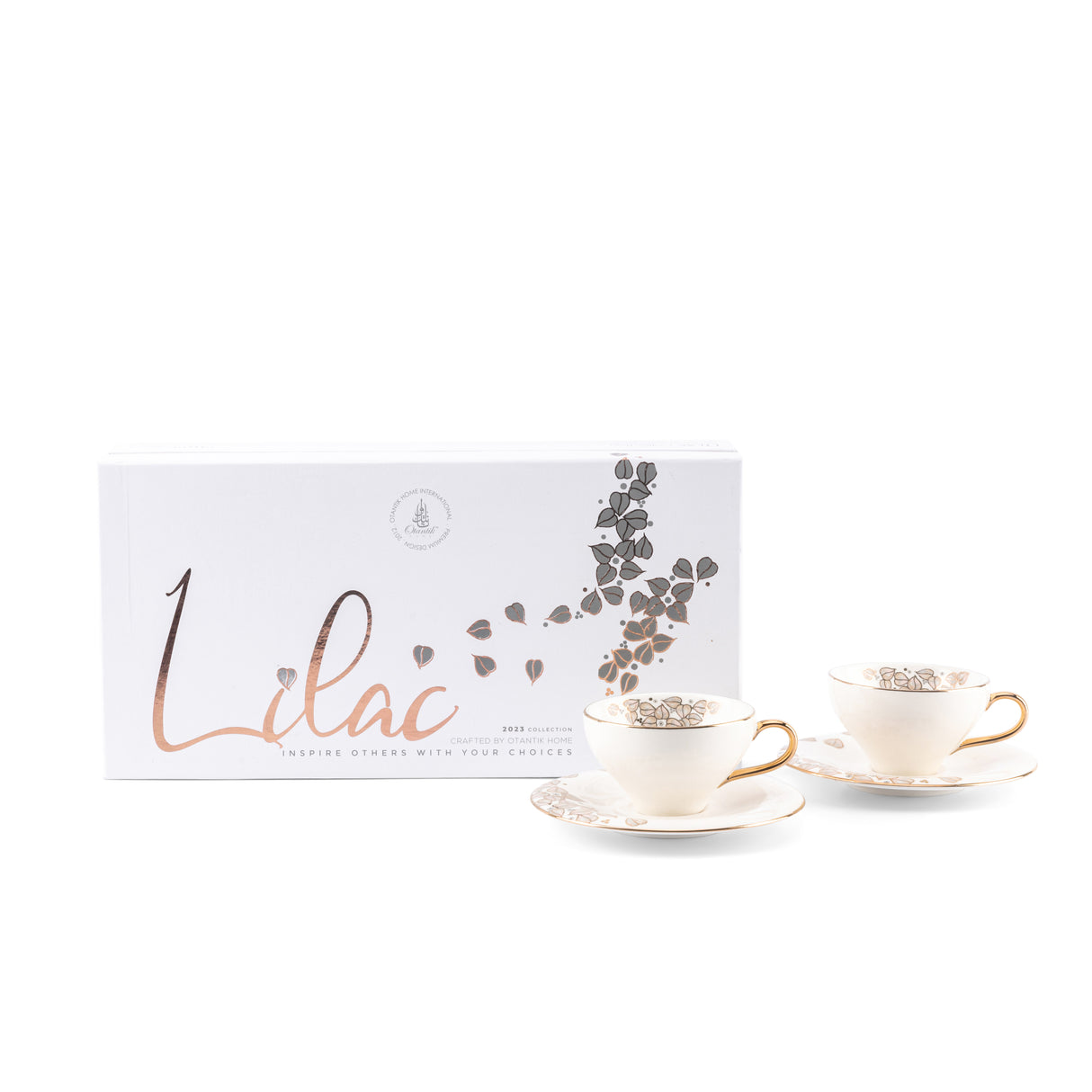 Lila elegante - Tazas de café espresso/turco- Blanco nieve y oro