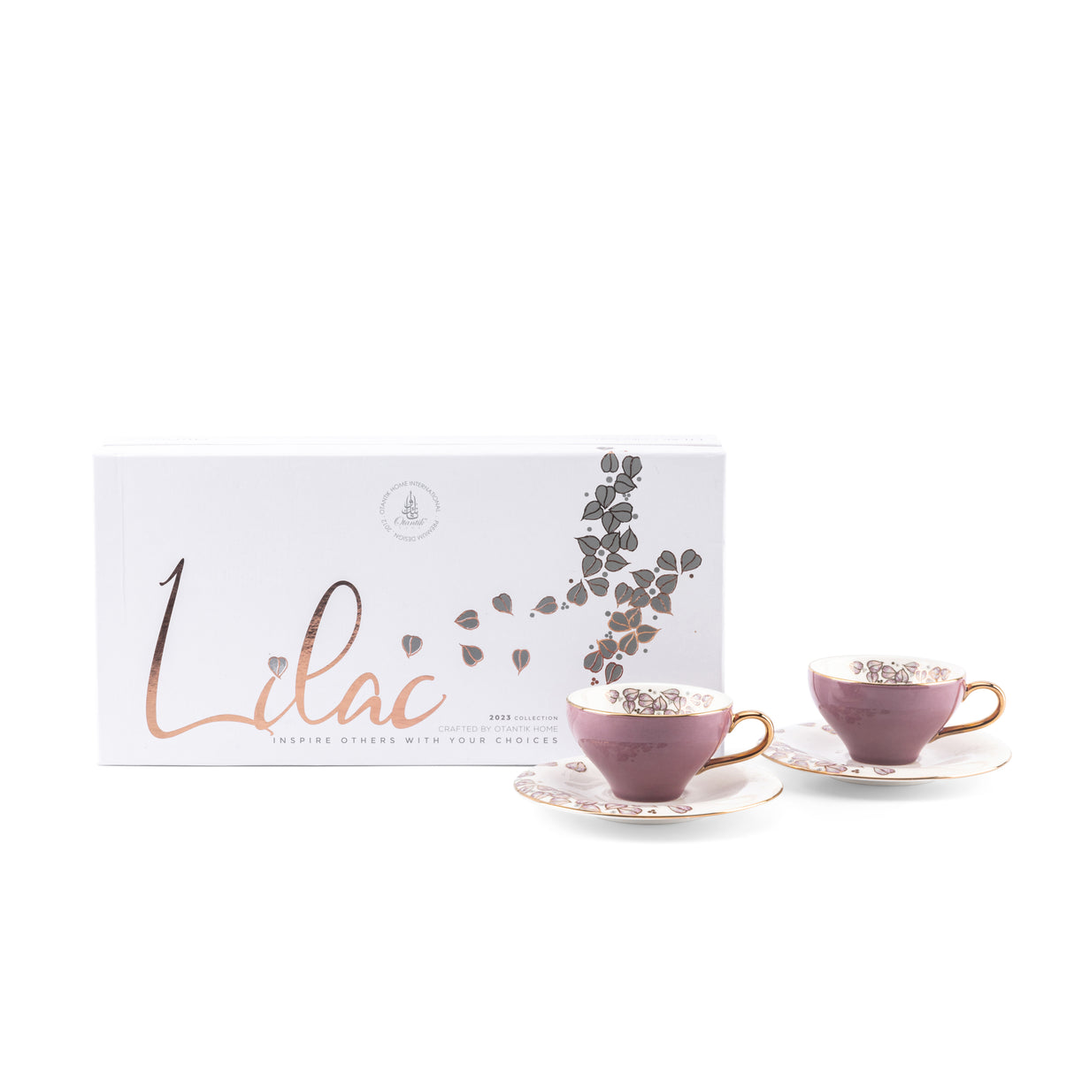 Lila elegante - Tazas de café espresso/turco- Púrpura y dorado