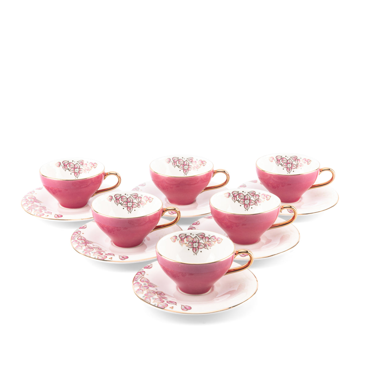 Stylish Lilac -  Esspresso/Turkish Coffee Cups- Pink & Gold