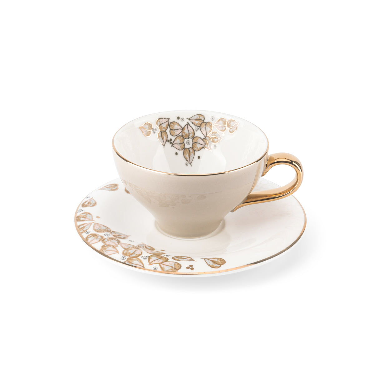 Lila elegante - Tazas de capuchino - Beige y dorado