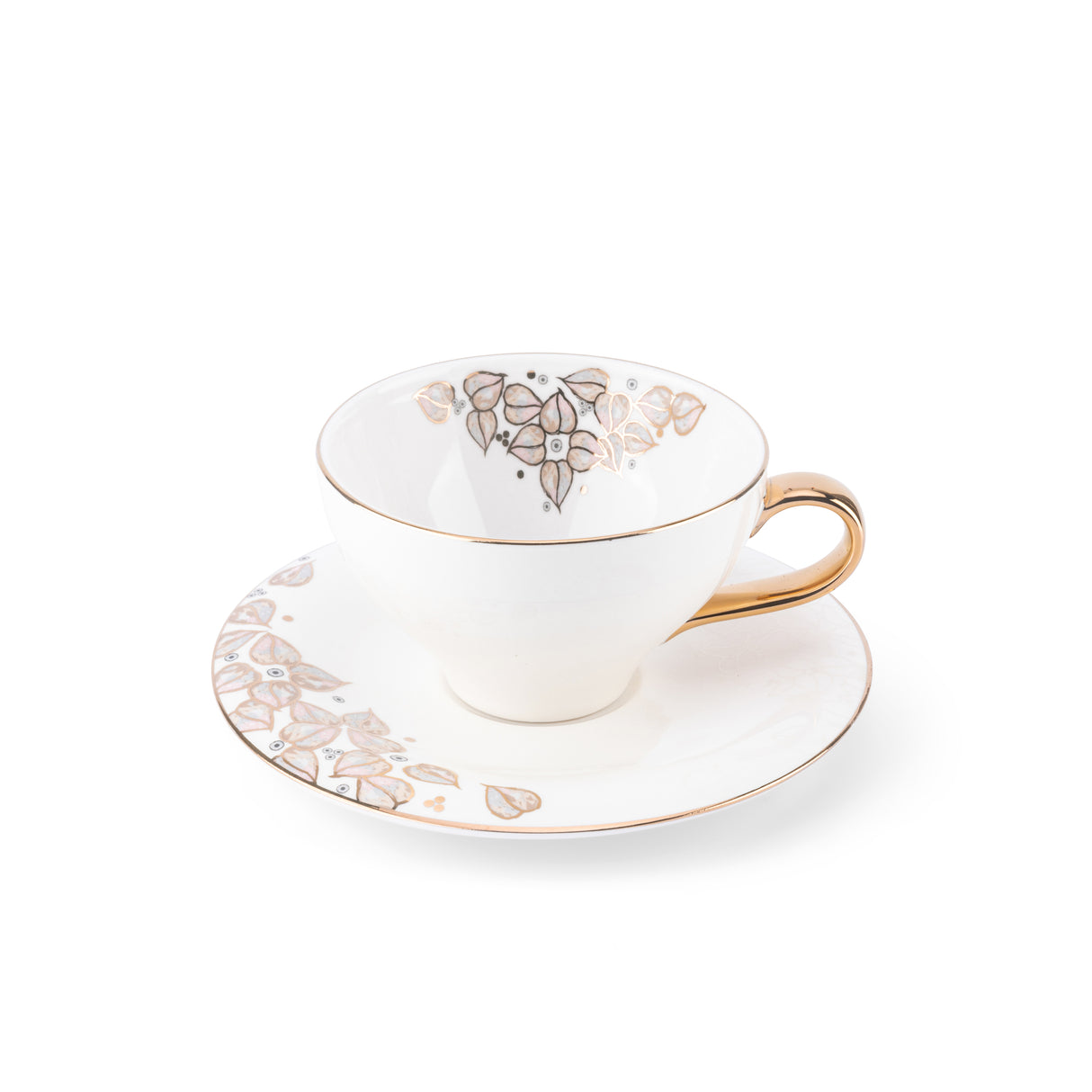 Stylish Lilac - Cappuccino Cups- Snow White & Gold