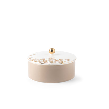 Stylish Lilac - Decorative Small Canister/Server - Beige & Gold