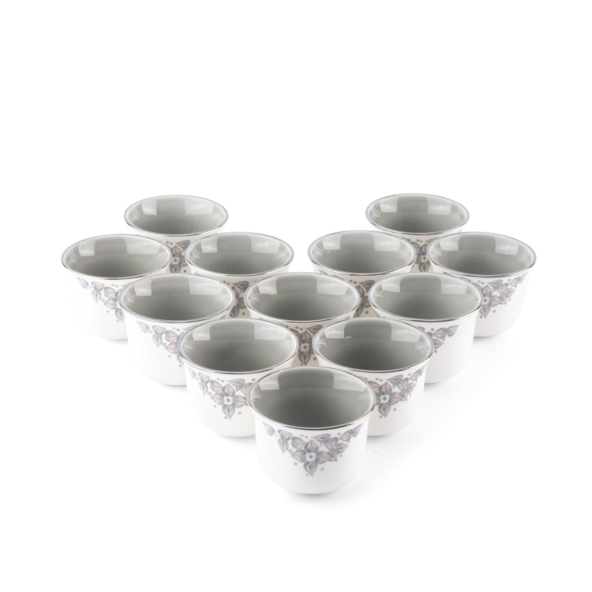 Stylish Lilac -Arabic Coffee Set (12-Pcs)- Grey & Silver