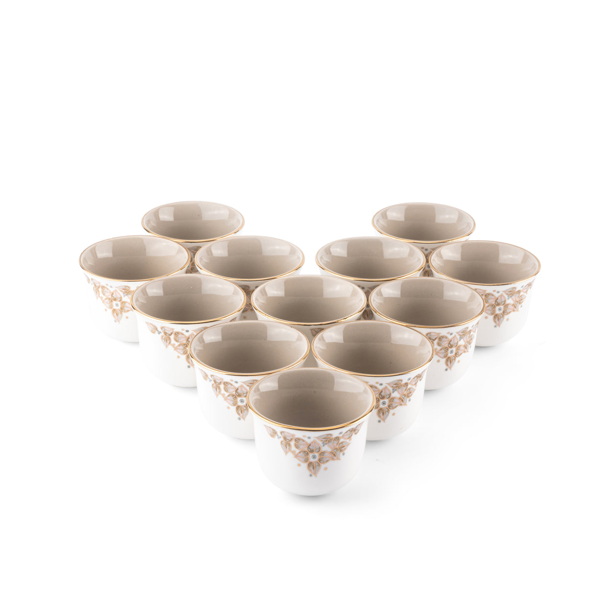 Stylish Lilac -Arabic Coffee Set (12-Pcs)- Beige & Gold