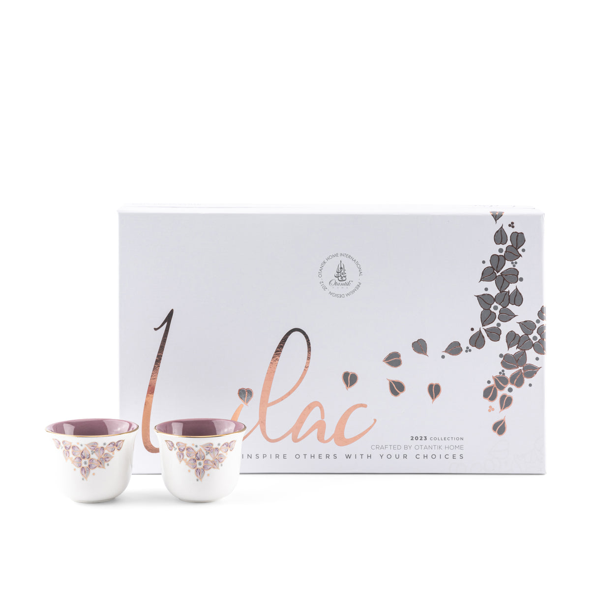 Elegante lila - Juego de café árabe (12 piezas) - Púrpura y dorado