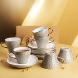 Crown - Cappuccino Cups (12-Pc)- Grey & Gold