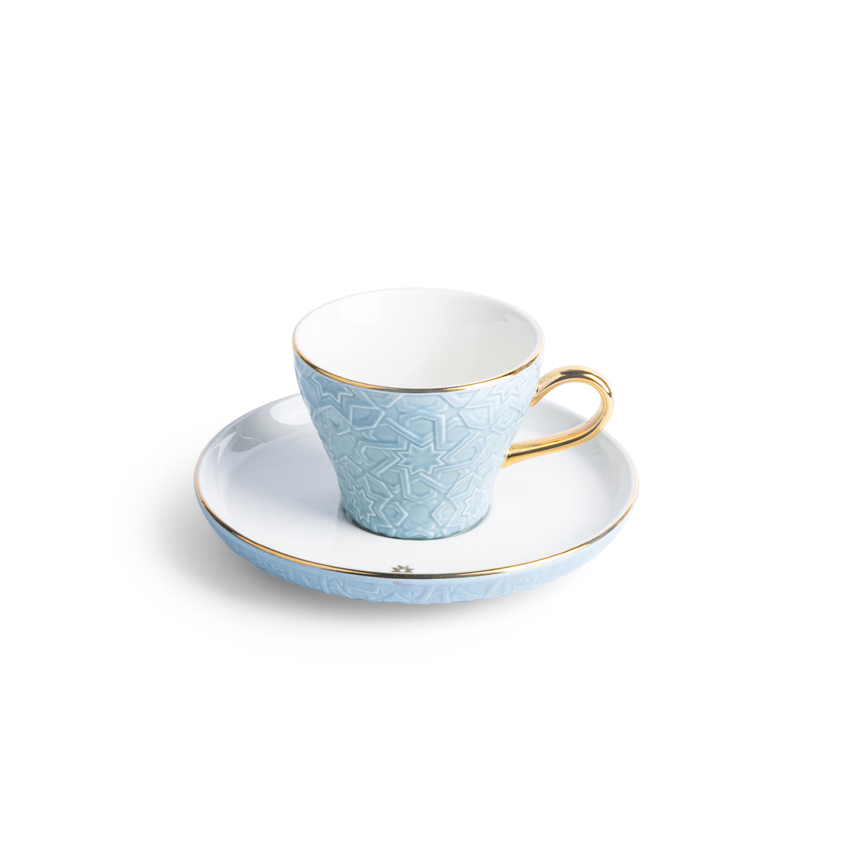 Crown - Tazas para capuchino (12 piezas) - Azul bebé y dorado