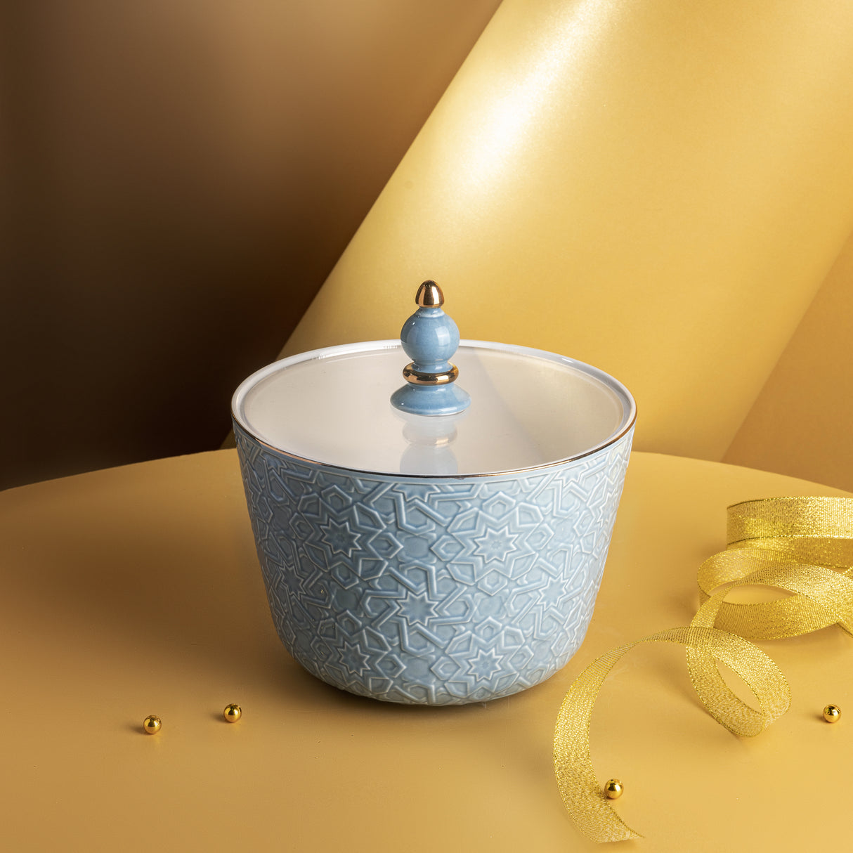 Crown - Large Date Bowl - Baby Blue & Gold