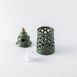 Rosette - Large Candle Holder - Green & Gold