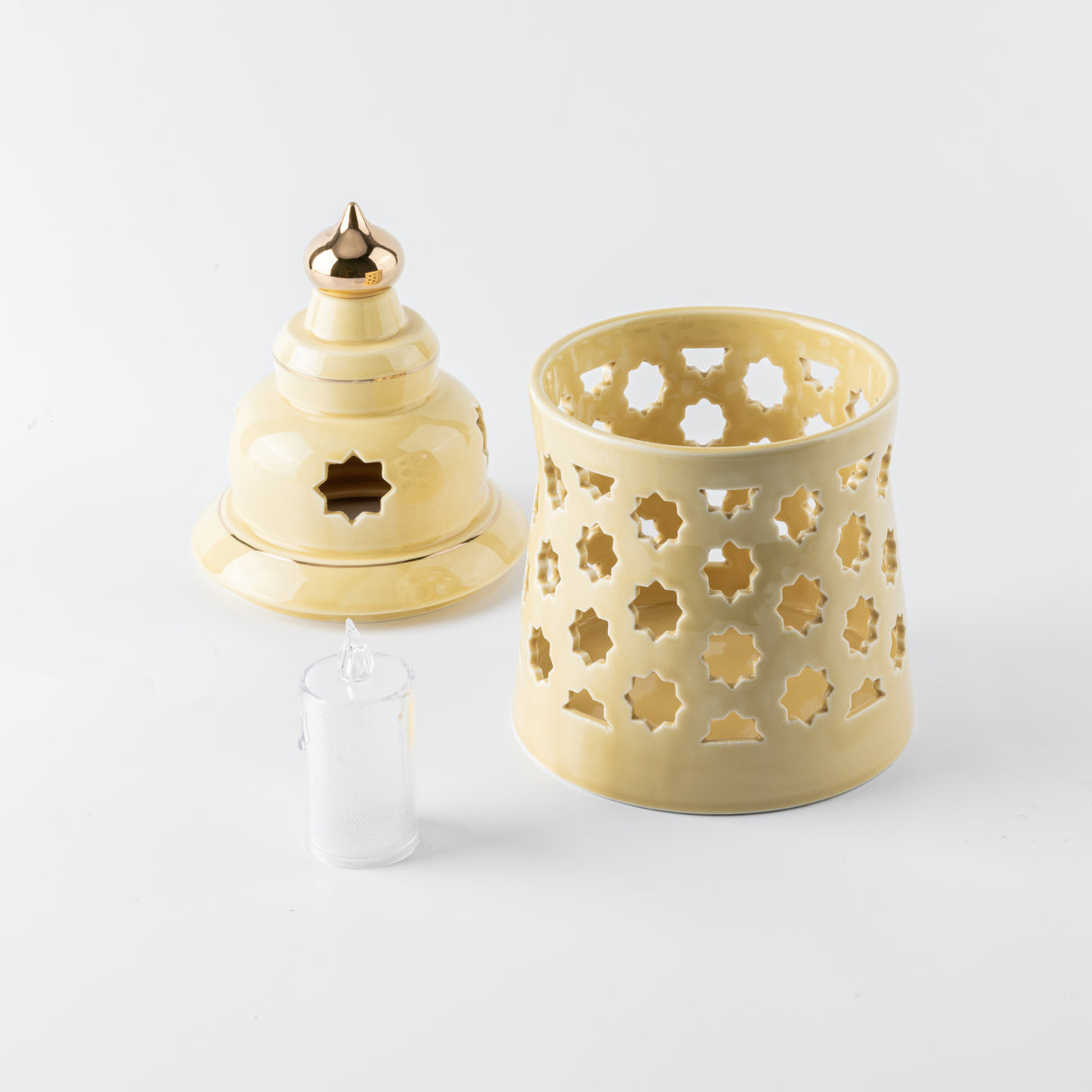 Rosette - Large Candle Holder - Ivory & Gold