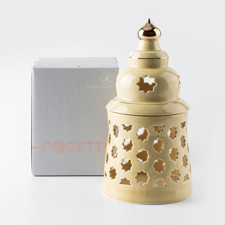 Rosette - Large Candle Holder - Ivory & Gold