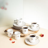 Rosette - Turkish Coffee Set - Beige & Silver