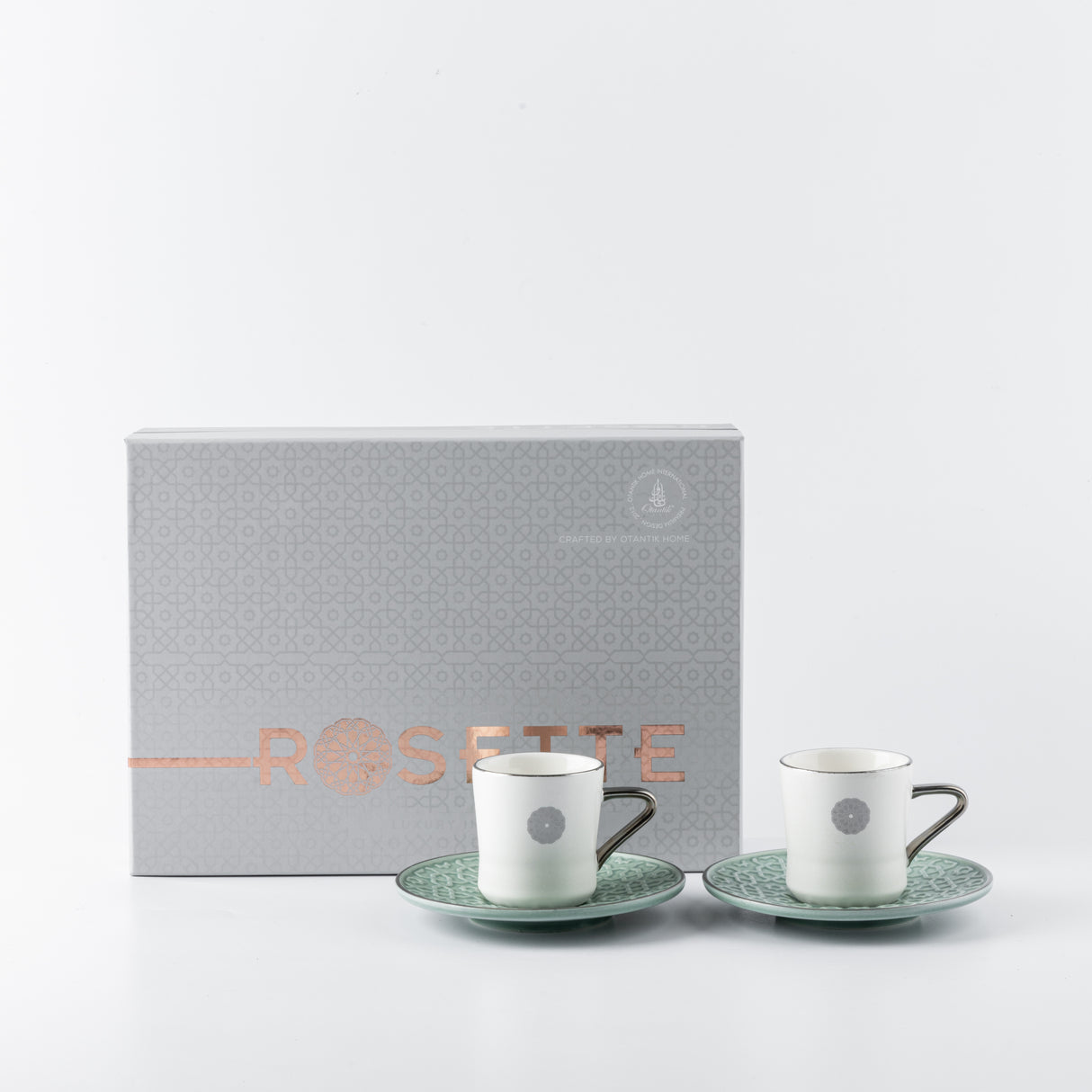 Luxury Rosette Coffee Duo (Set of 2)-Baby blue & Silver