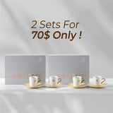Luxury Rosette Coffee Duo (Set of 2)- Ivory & Gold