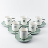 Rosette - Cappuccino Cups - Baby Blue & Silver