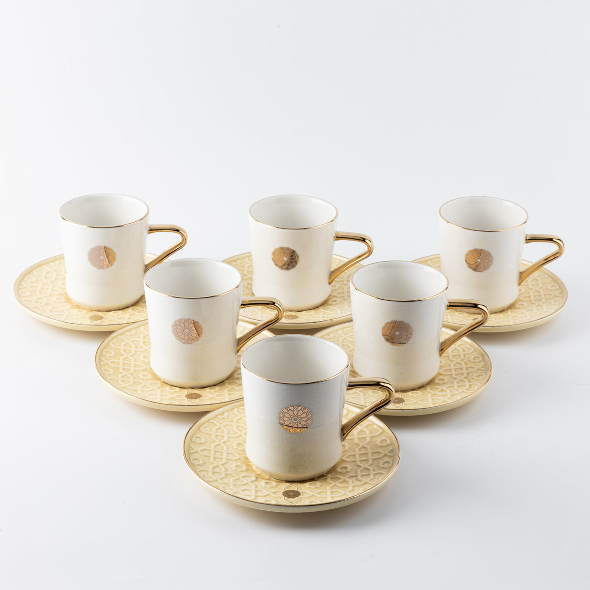 Rosette - Cappuccino Cups - Ivory & Gold