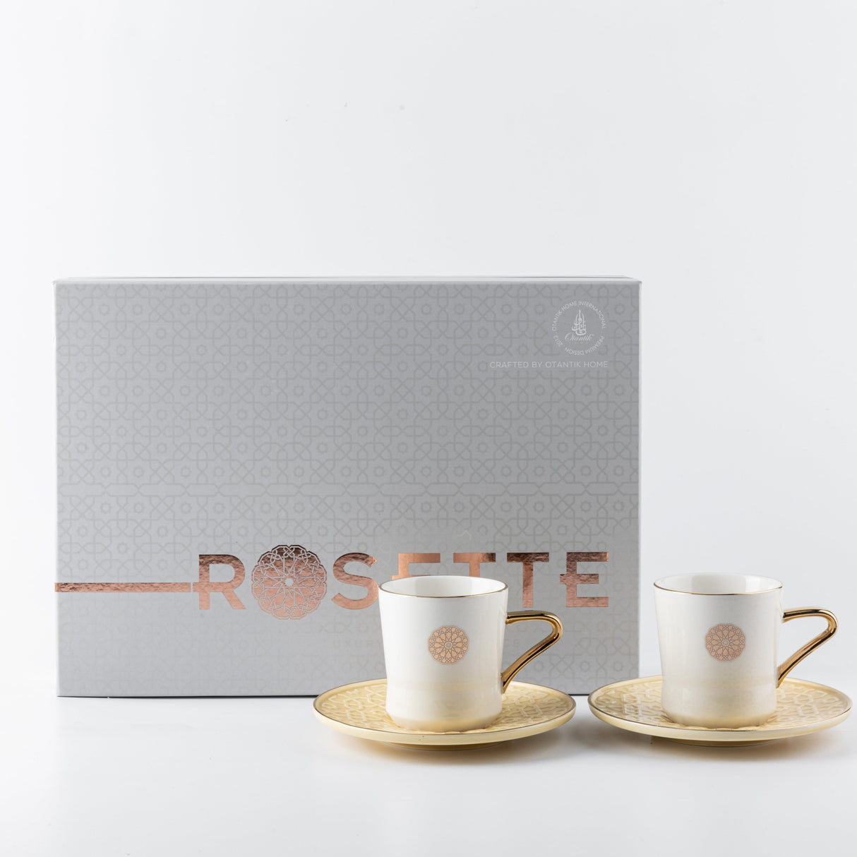 Rosette - Cappuccino Cups - Ivory & Gold