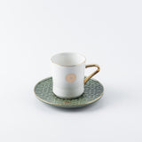 Rosette - Cappuccino Cups - Green & Gold