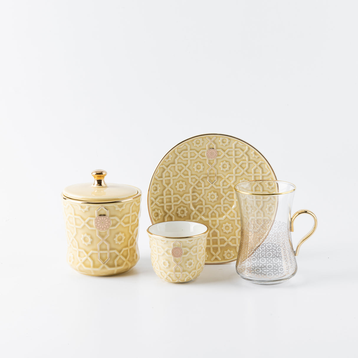 Rosette - Tea Set (19-Pc) - Ivory & Gold